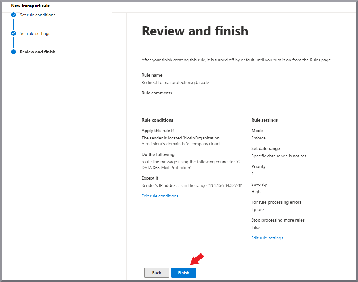 G DATA 365 | Mail Protection Neue Regel hinzufügen