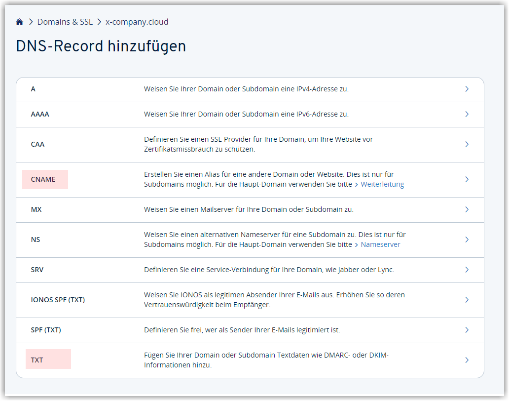 G DATA 365 | Mail Protection IONOS DNS RECORD ändern