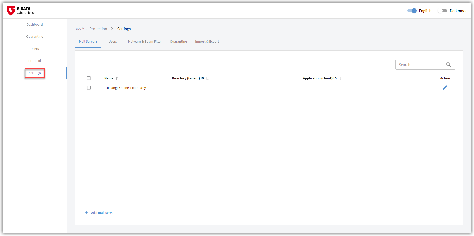 Ajustes G DATA 365 | Mail Protection Ajustes