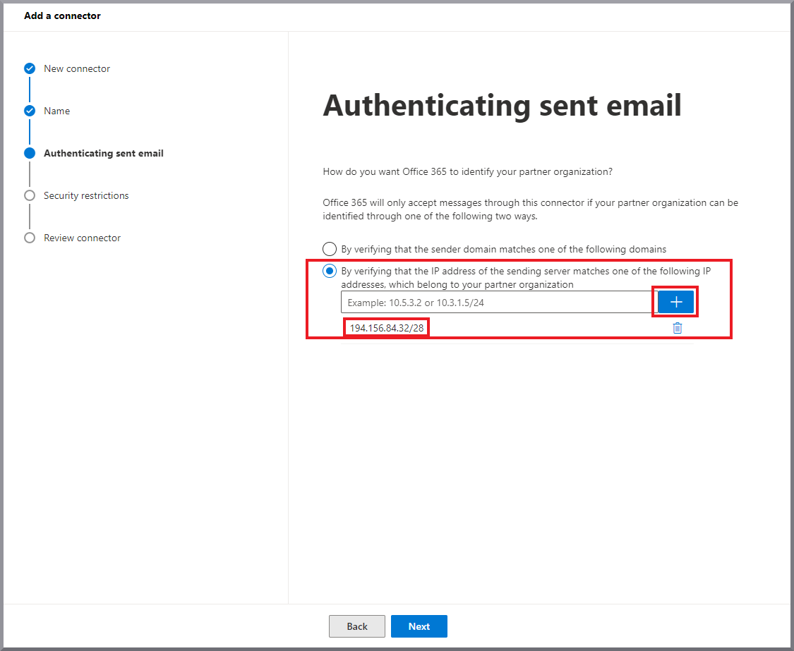 G DATA 365 | Mail Protection IP Inbound-Konnektor hinzufügen