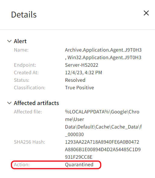 Detailseite Alert