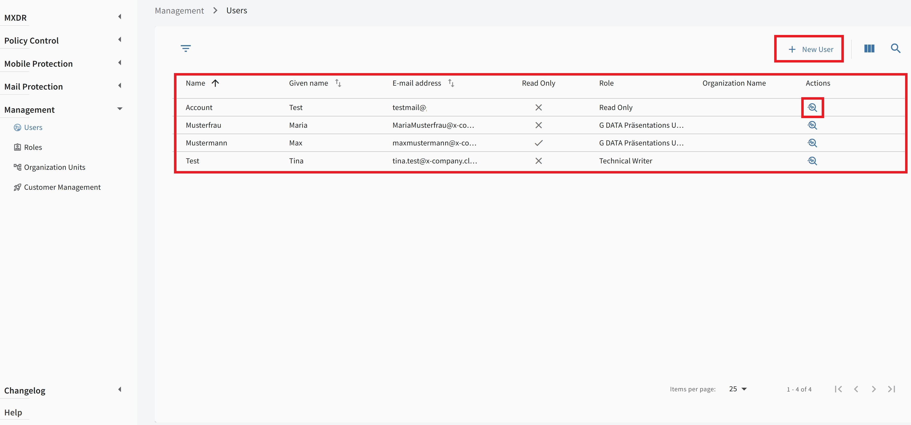 G DATA 365 | Managed XDR Usuarios