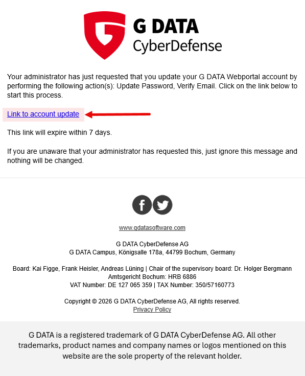 Correo de autenticación de dos factores