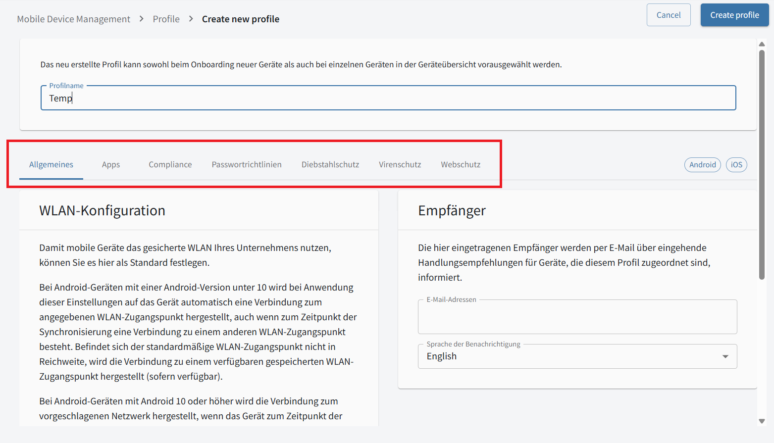 Créer un profil