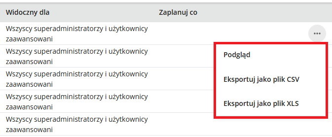 Download as CSV or XLS