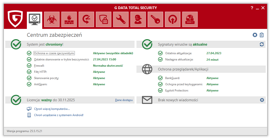 G DATA TOTAL PROTECTION SecurityCenter