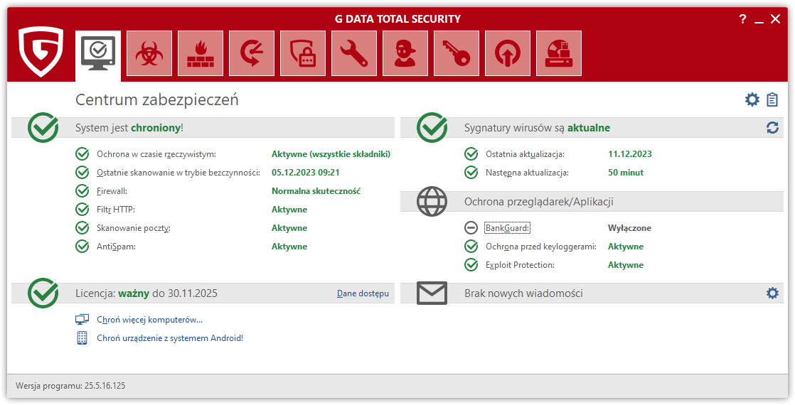 Bankguard wyłączony