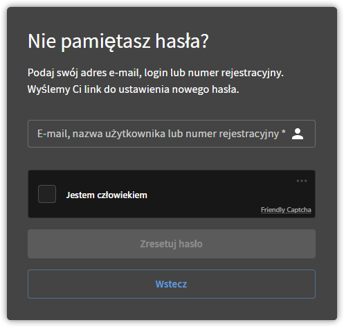 Formularz zmiany hasła