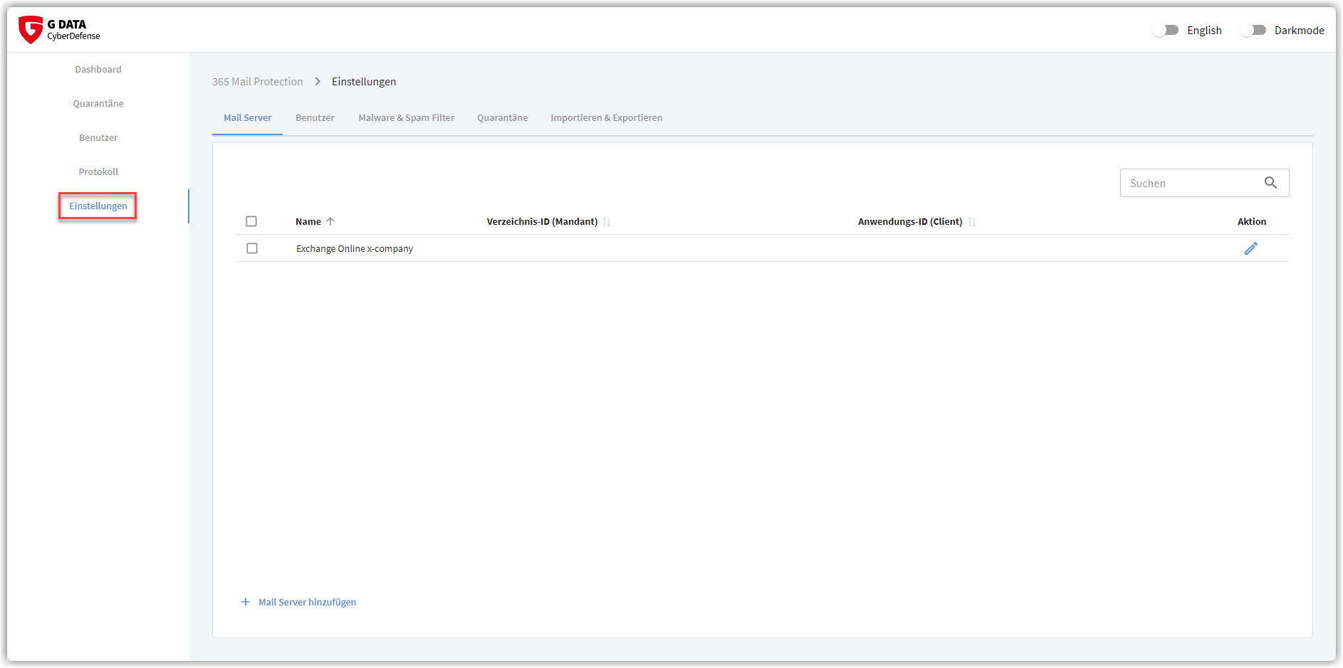 Ustawienia G DATA 365 | Mail Protection Ustawienia