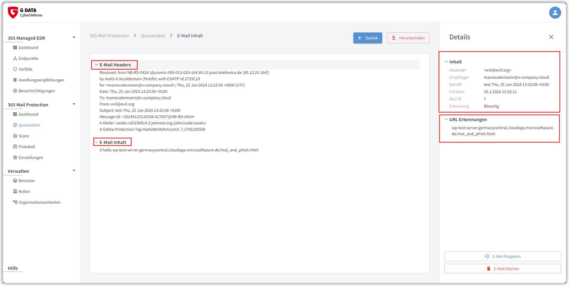 G DATA 365 | Mail Protection Kwarantanna