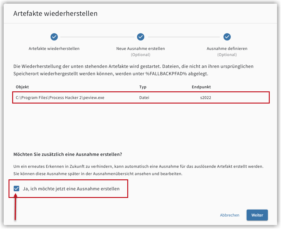 ArtefaktWiederherstellen