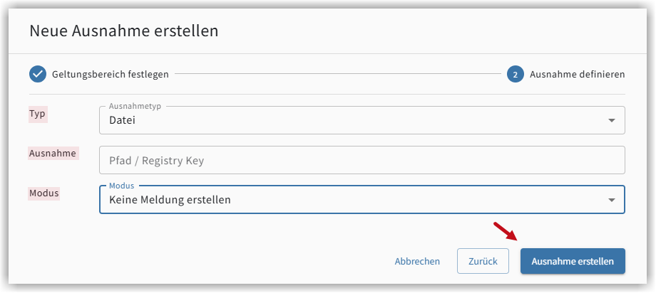Ausnahme erstellen G DATA XDR