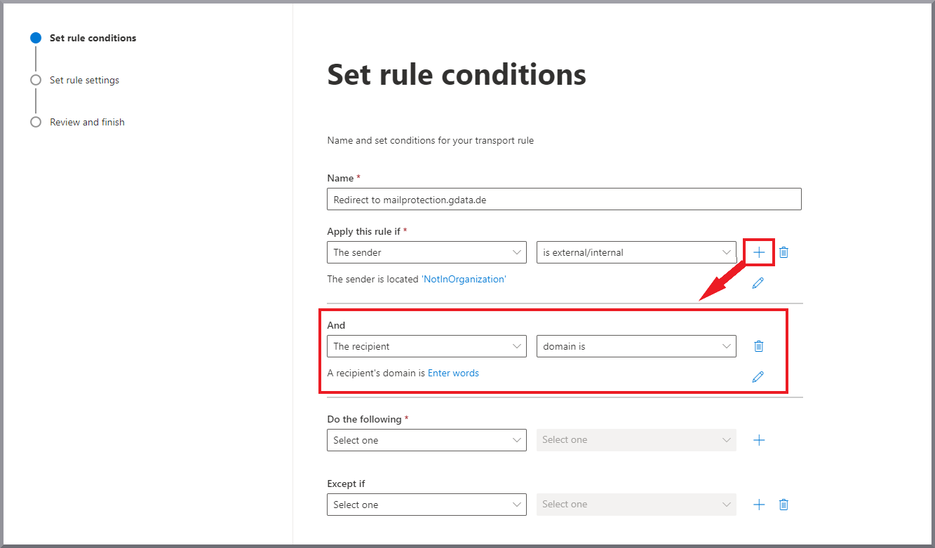 G DATA 365 | Mail Protection Adicionar nova regra