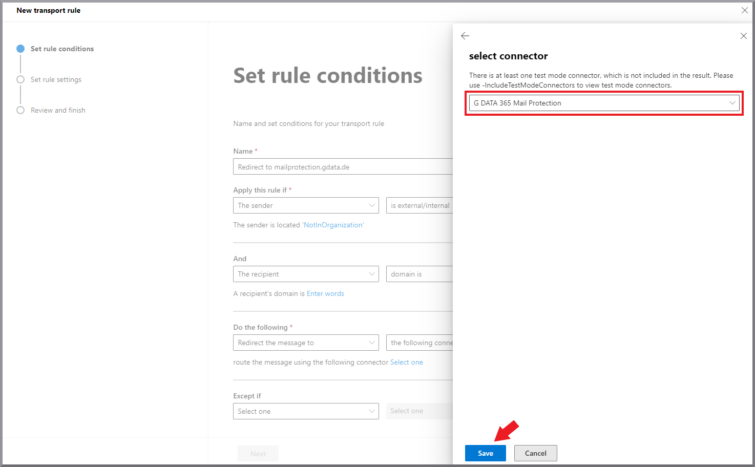 G DATA 365 | Mail Protection Adicionar nova regra