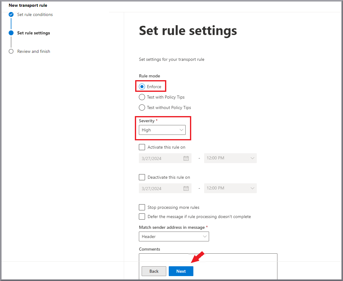 G DATA 365 | Mail Protection Adicionar nova regra