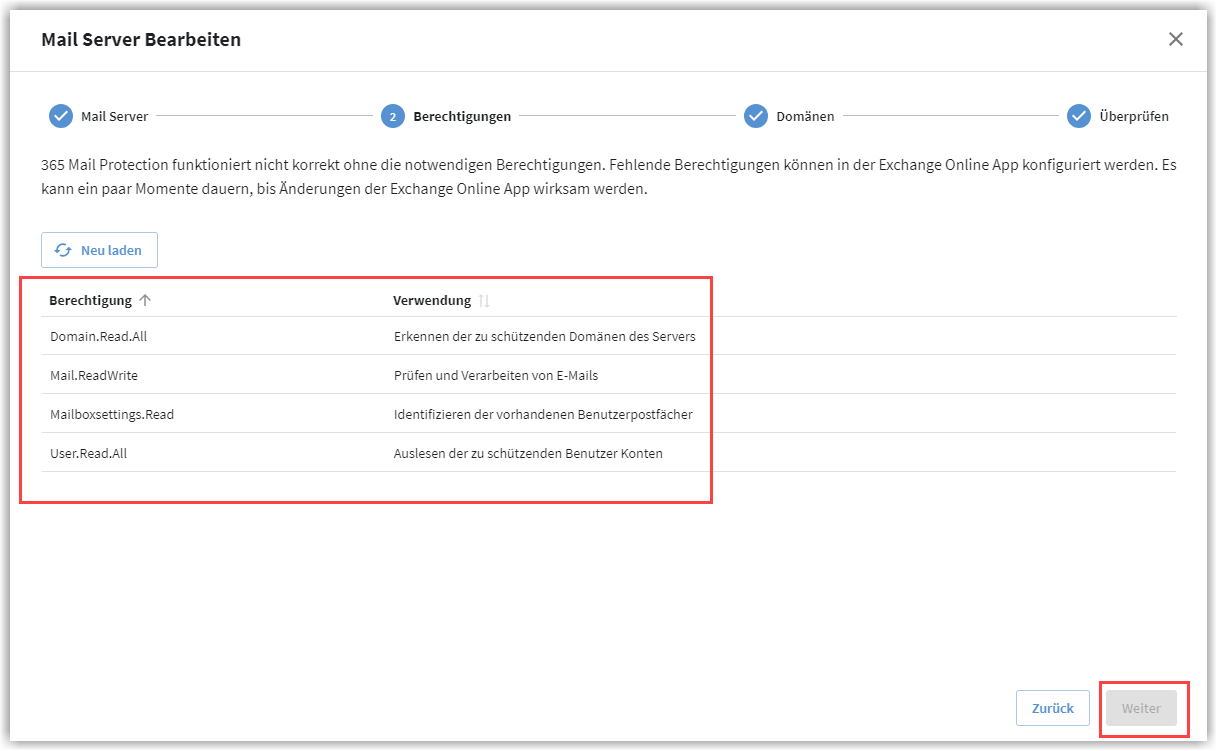 G DATA 365 MailProtection: Permissões não existentes