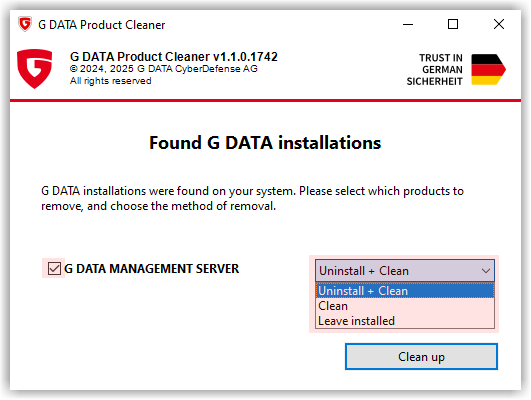 Product Cleaner pesquisa o sistema