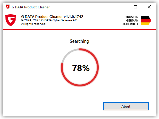 Product Cleaner pesquisa o sistema