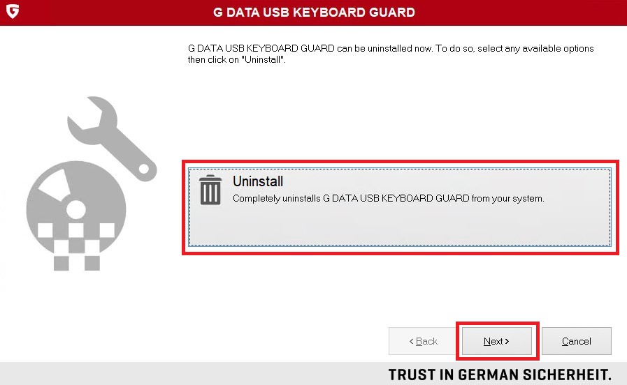 Deinstallation Start