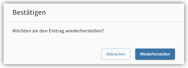 Wiederherstellung bestätigen