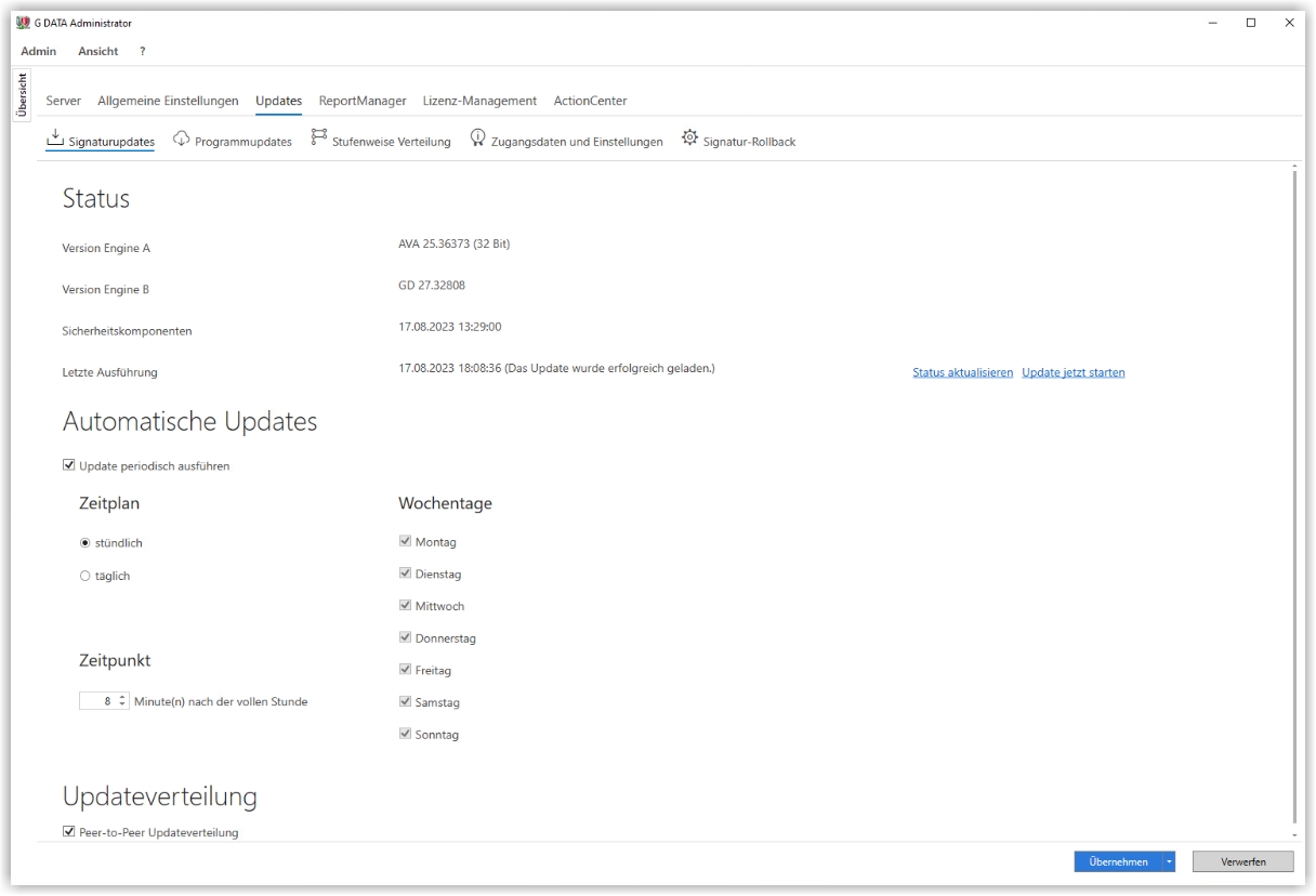 Einstellen der automatischen Signaturupdates