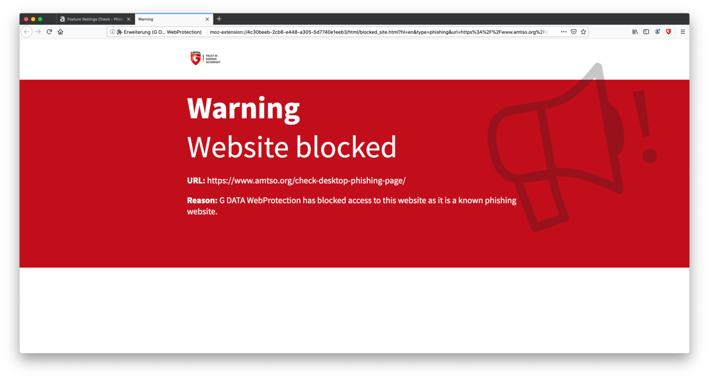 AntiVirusMac Webseite blockiert