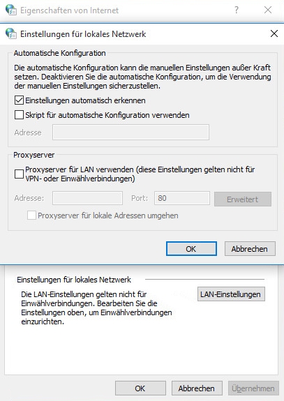 Proxy-Einstellungen