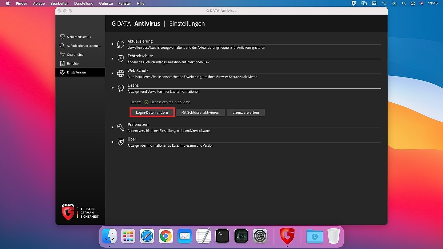 G DATA ANTIVIRUS MAC EINSTELLUNGEN LIZENZ