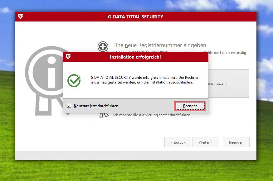 G DATA Total Security Install Registration Successful
