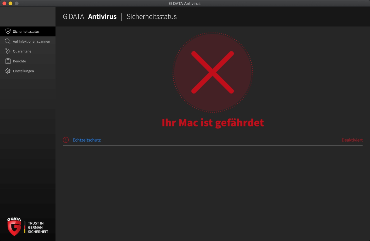 Echtzeitschutz anzeigen Mac