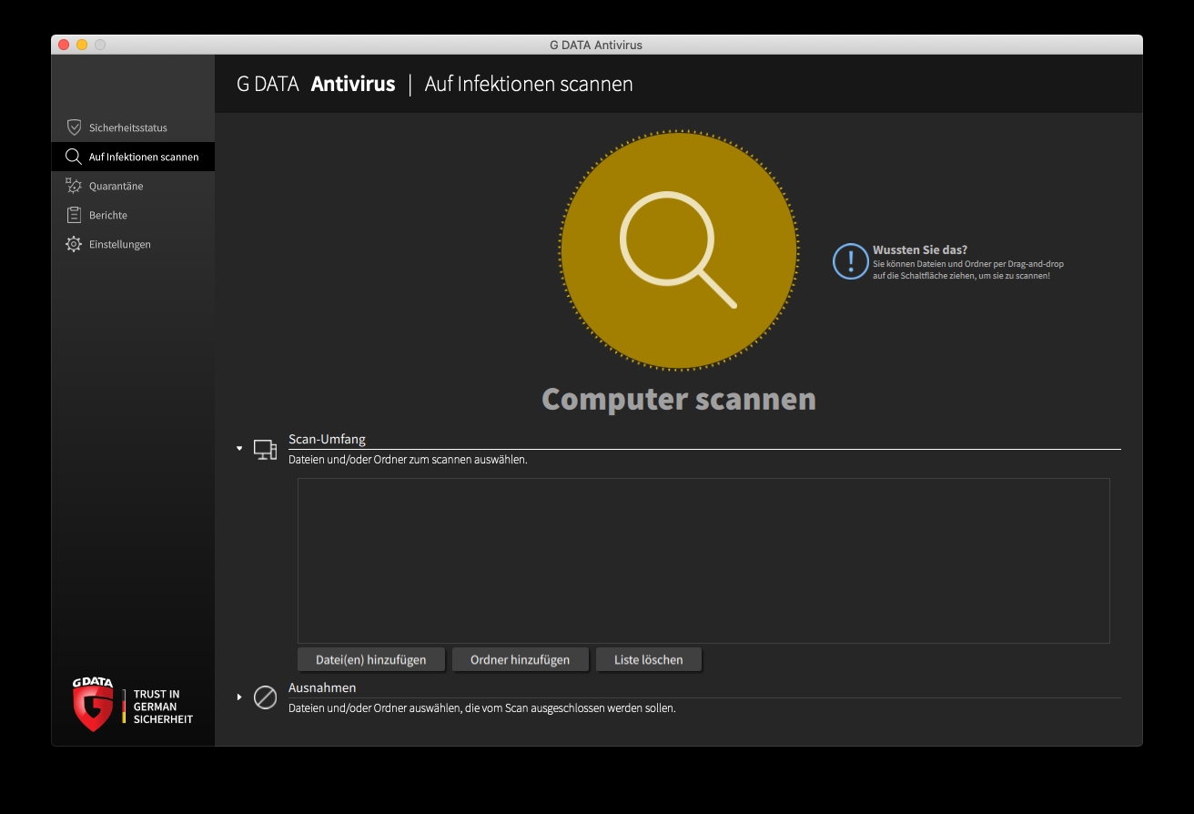Teilweise Virenprüfung Mac