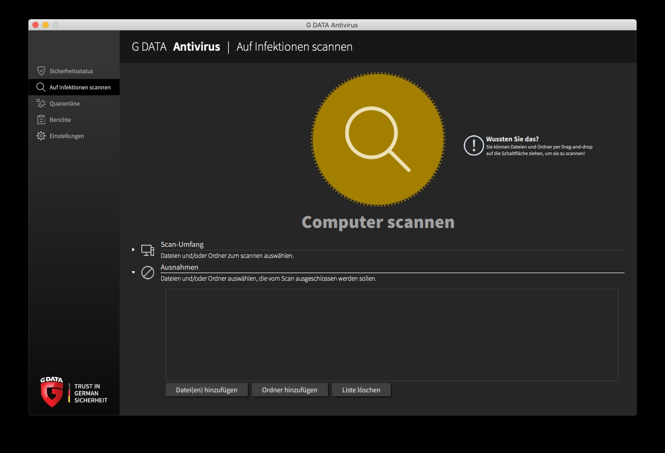 Ausnahmen Virenprüfung Mac