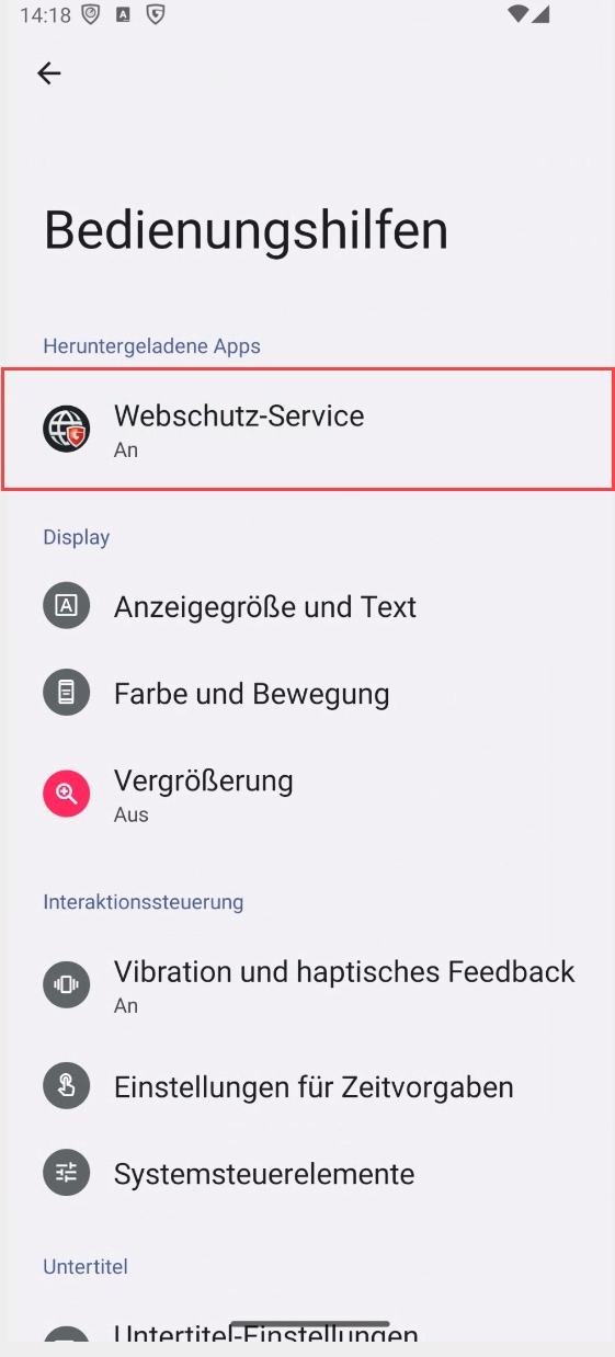 WebSchutz aktivieren nach APK Installation