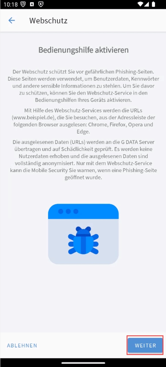 WebSchutz aktivieren nach APK Installation