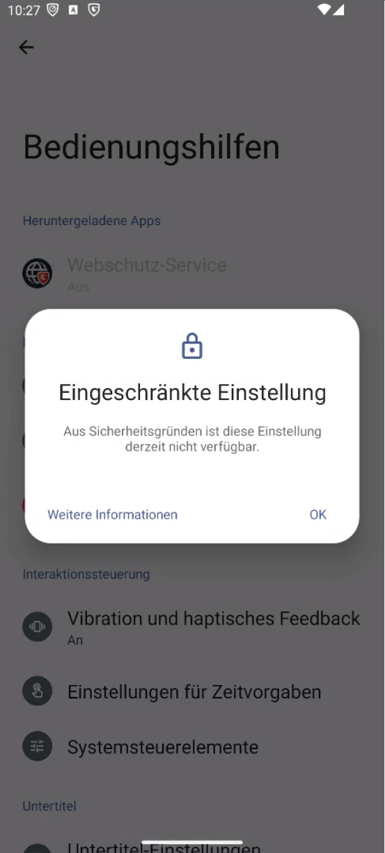 WebSchutz aktivieren nach APK Installation