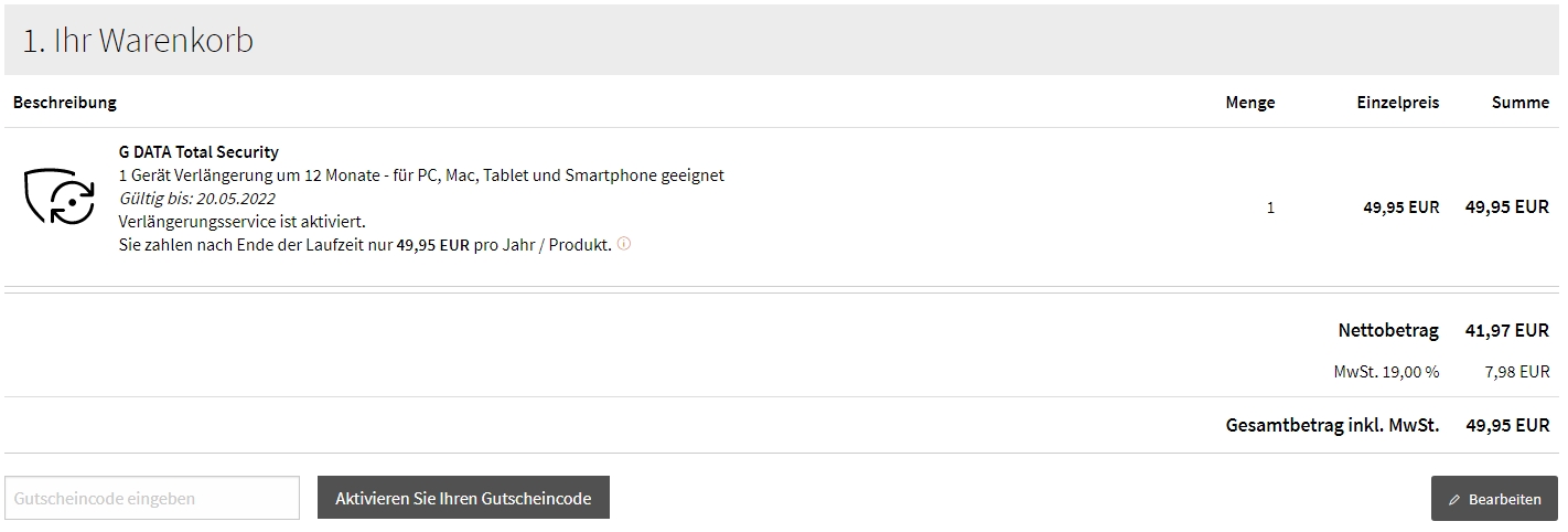 Lizenz verlängern in My G DATA