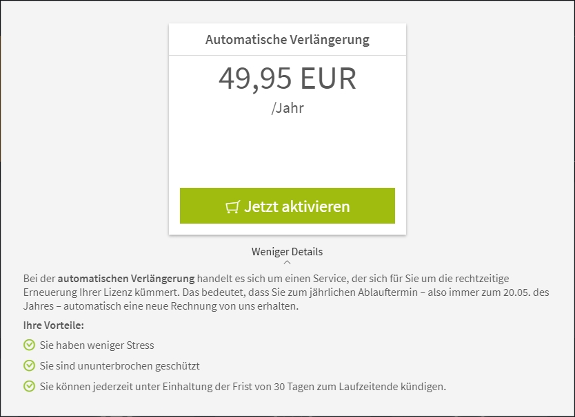 Lizenz verlängern in My G DATA