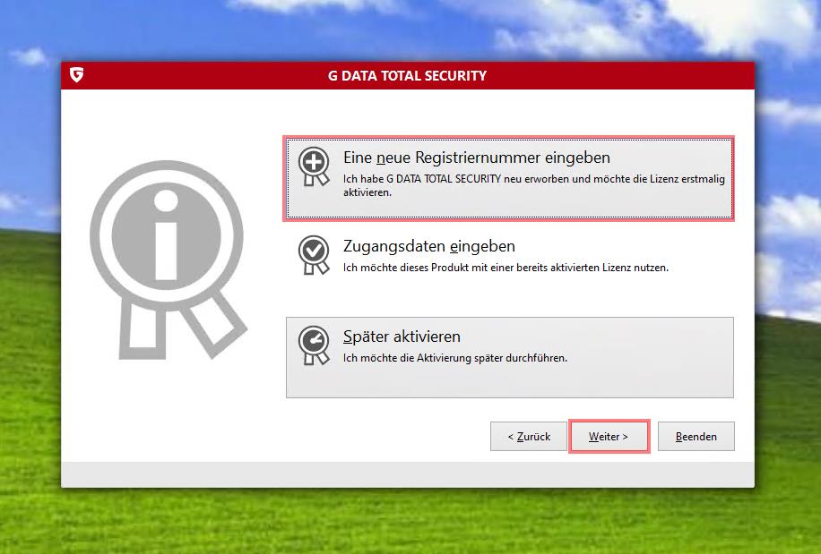 Total Security Install Activation Options GER 2019