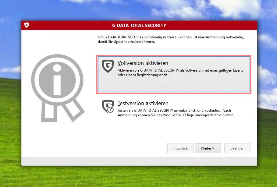 Total Security Install Version Selection GER 2019