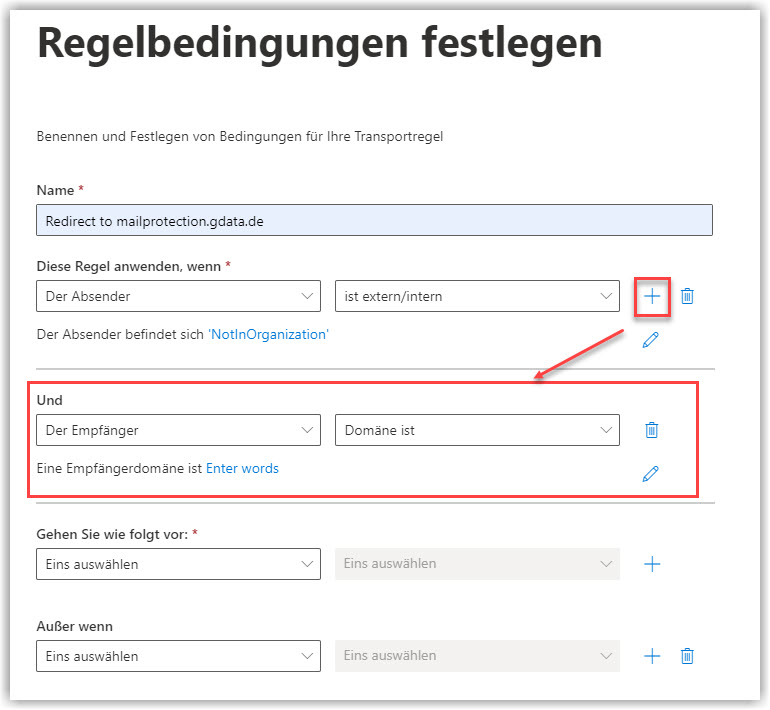 G DATA 365 | Mail Protection Neue Regel hinzufügen