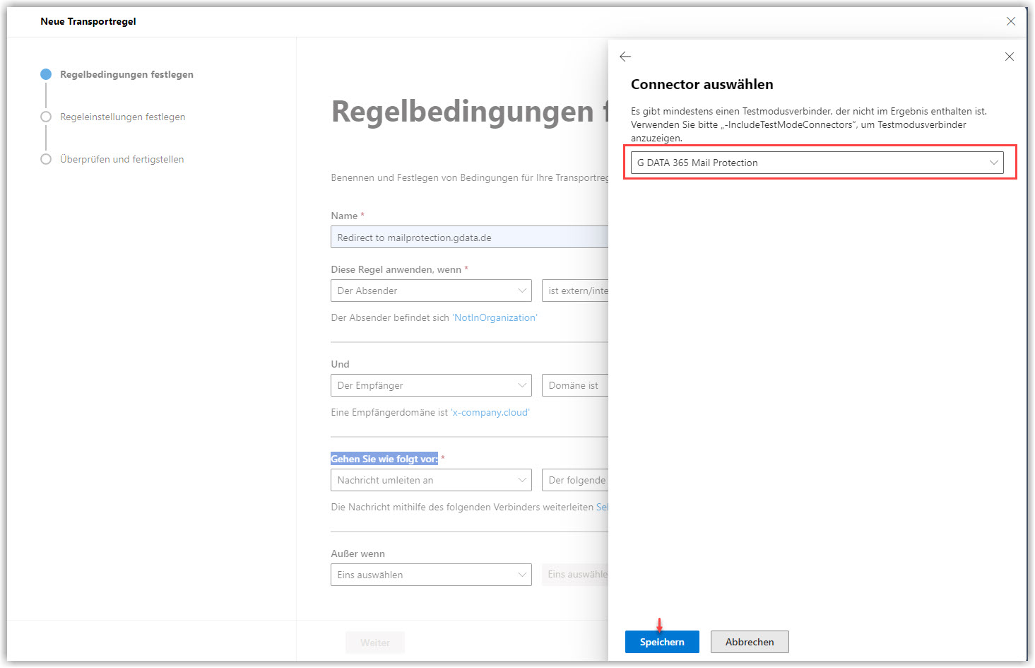 G DATA 365 | Mail Protection Neue Regel hinzufügen