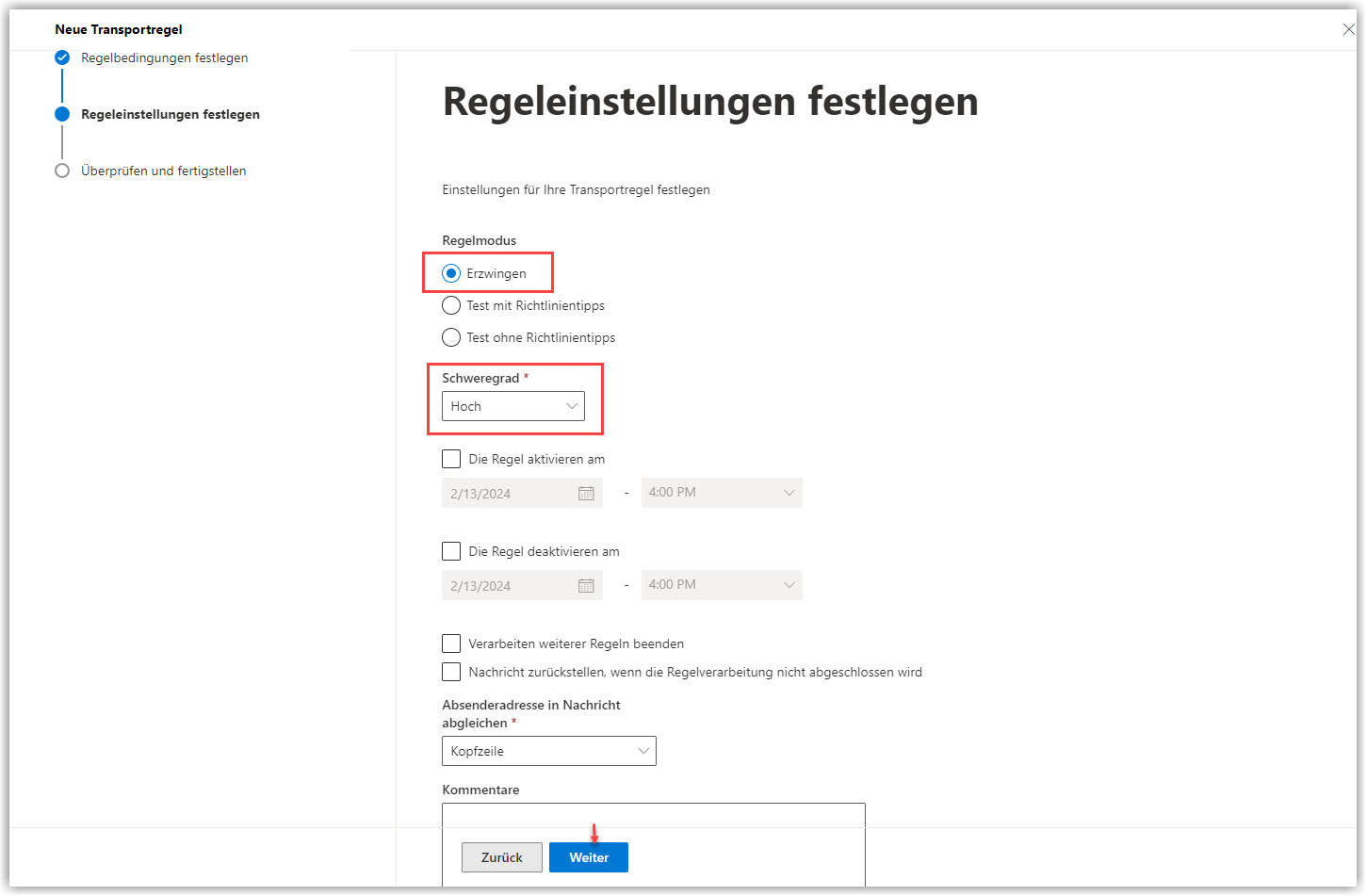 G DATA 365 | Mail Protection Neue Regel hinzufügen