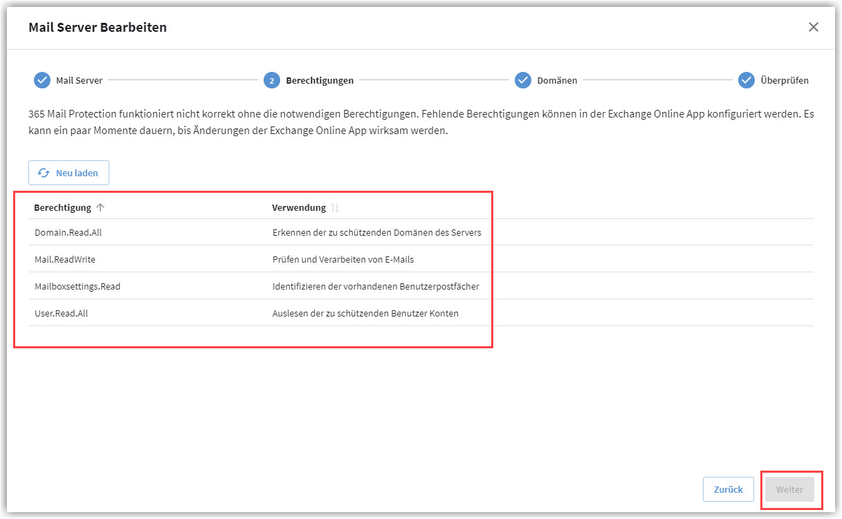G DATA 365 MailProtection: Berechtigungen nicht vorhanden