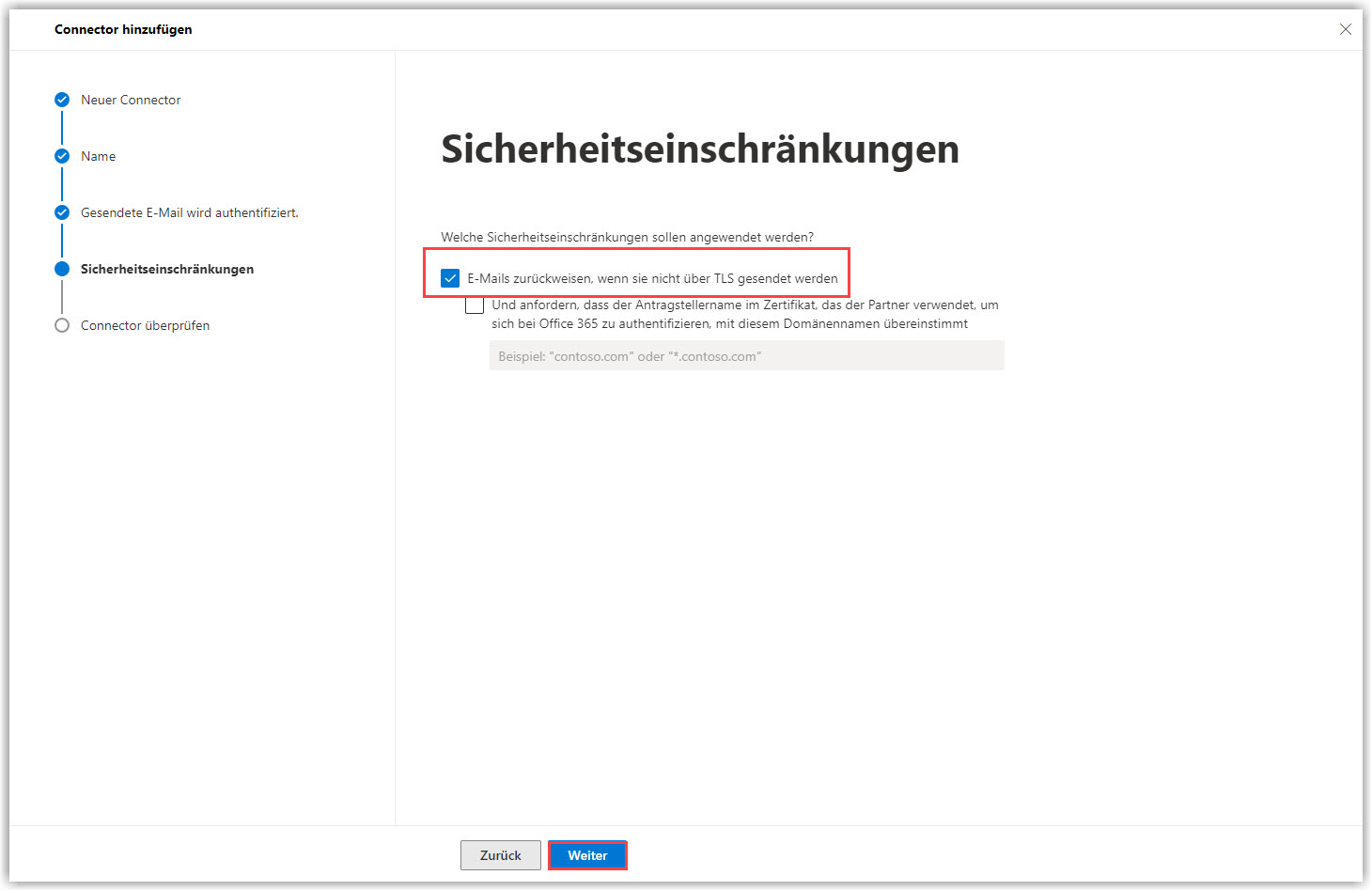 G DATA 365 | Mail Protection Inbound-Konnektor TLS
