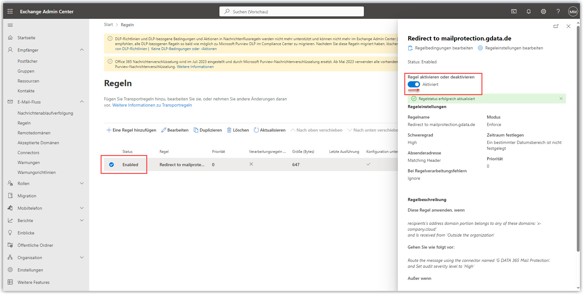 G DATA 365 | Mail Protection Neue Regel aktivieren