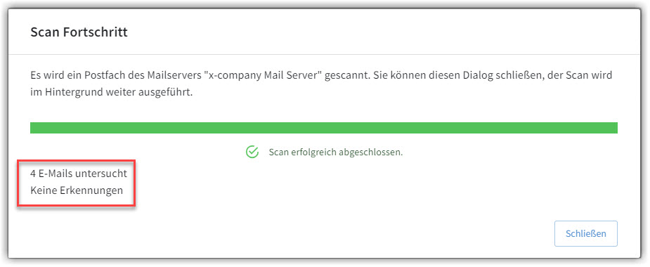 G DATA 365 MailProtection Ende Postfach-Scan