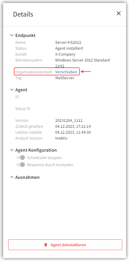 G DATA 365 | MXDR verschieben auswählen