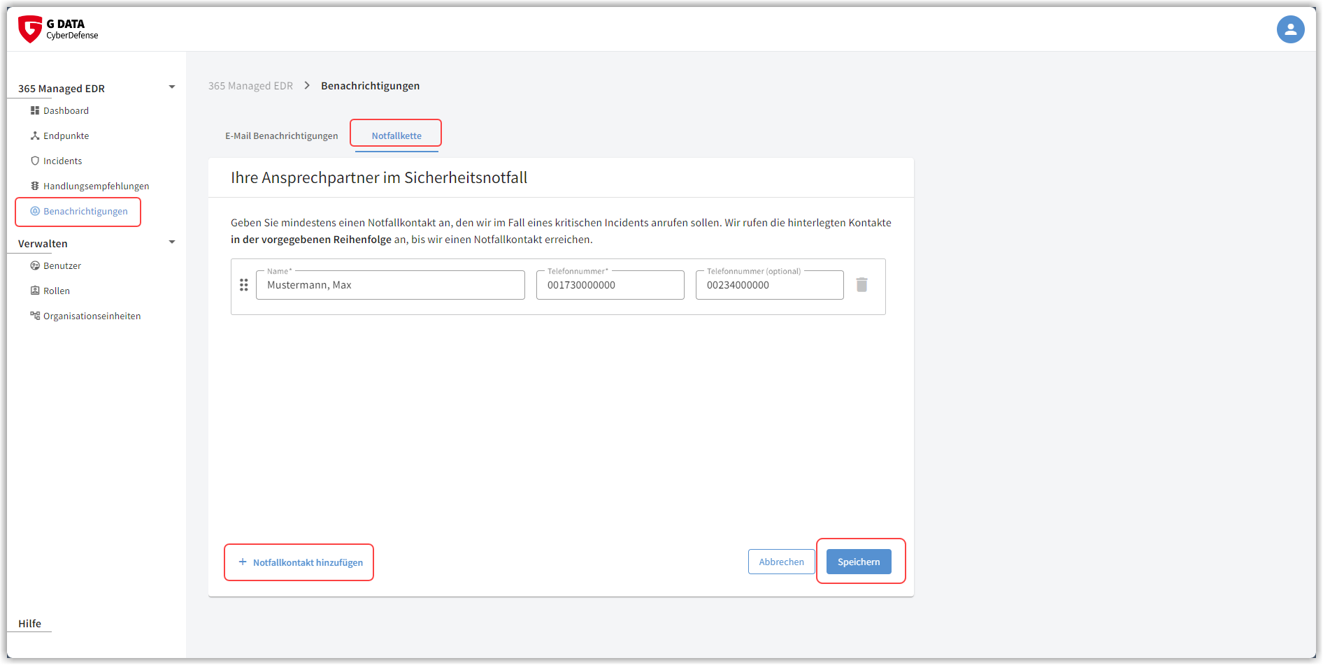 G DATA 365 | MXDR Notfallkette