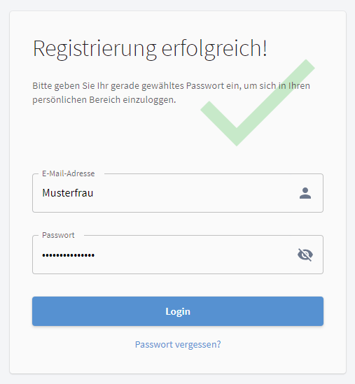 Registrierung erfolgt