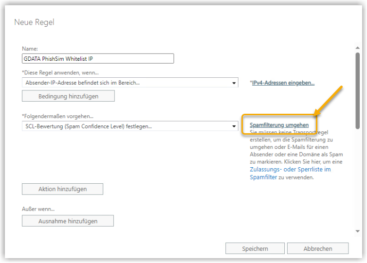 Exchange Admin Center Spamfilterung umgehen